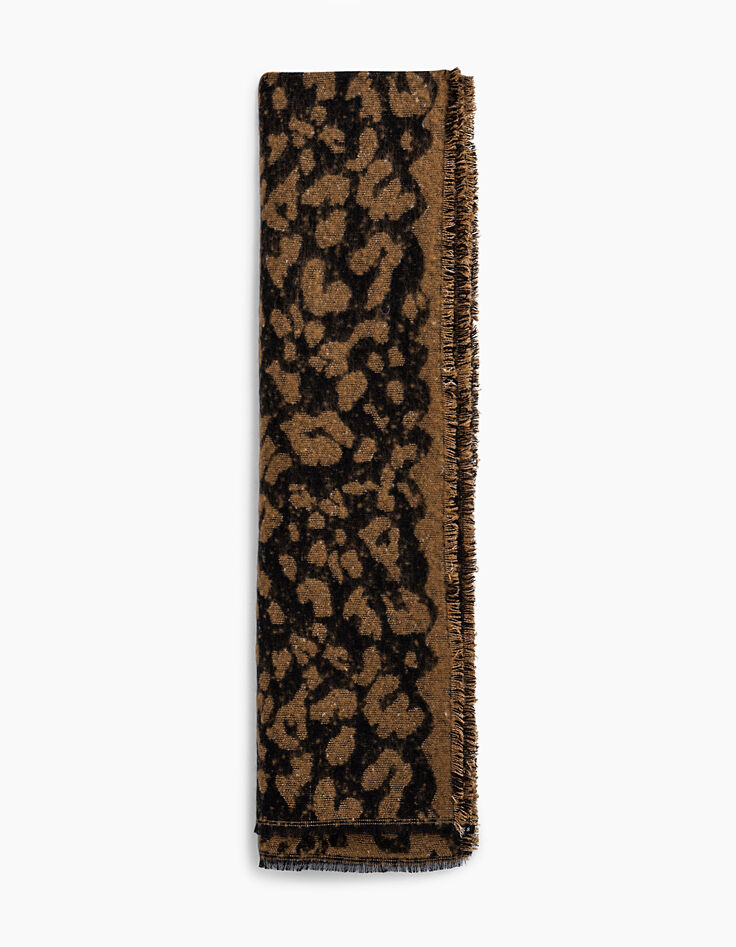Echarpe mousseuse jacquard animalier camel femme-4 Echarpe mousseuse jacquard animalier camel femme-4