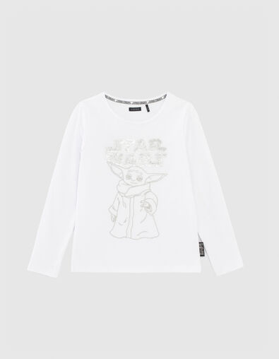 Camiseta blanco bordado Bebé Yoda IKKS - STAR WARS™ niña - IKKS