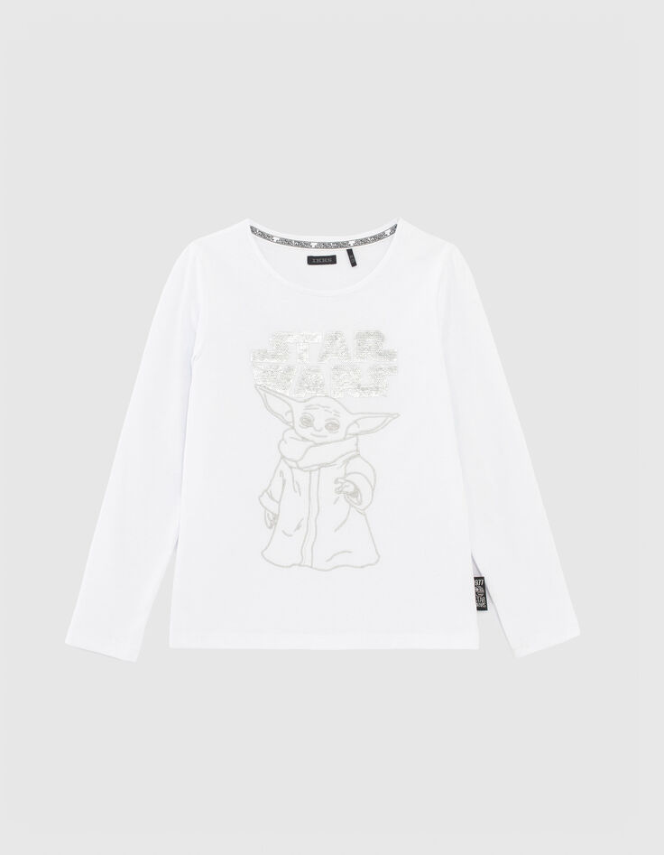 Camiseta blanco bordado Bebé Yoda IKKS - STAR WARS™ niña-1