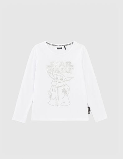 Girls’ white IKKS–STAR WARS™ embroidered Baby Yoda T-shirt - IKKS