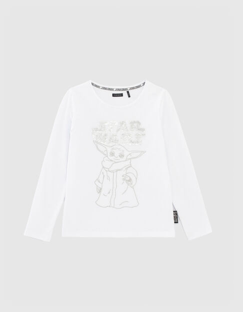 Girls’ white IKKS–STAR WARS™ embroidered Baby Yoda T-shirt