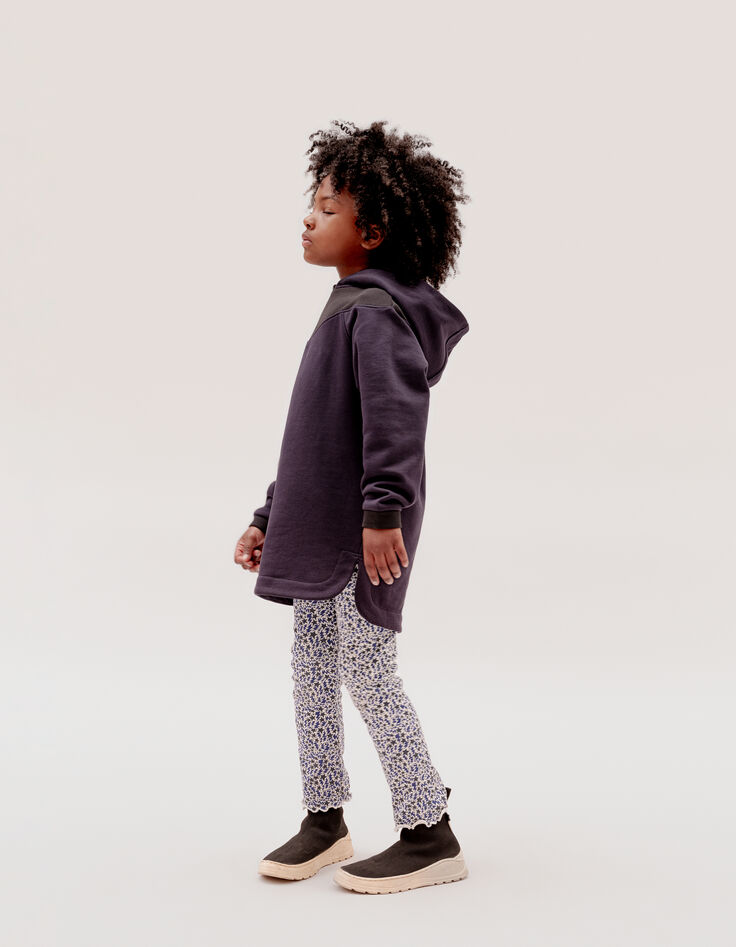 Girl's navy organic cotton black cut-out sweatshirt dress-2