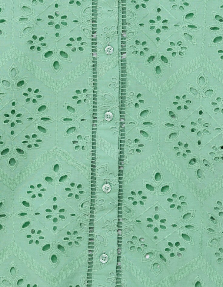Camisa verde algodón bordado inglés-6 Camisa verde algodón bordado inglés-6
