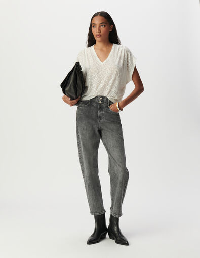 Tee-shirt blanc motif léopard en transparence - IKKS