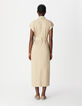Robe saharienne longue beige sans manches Femme-3