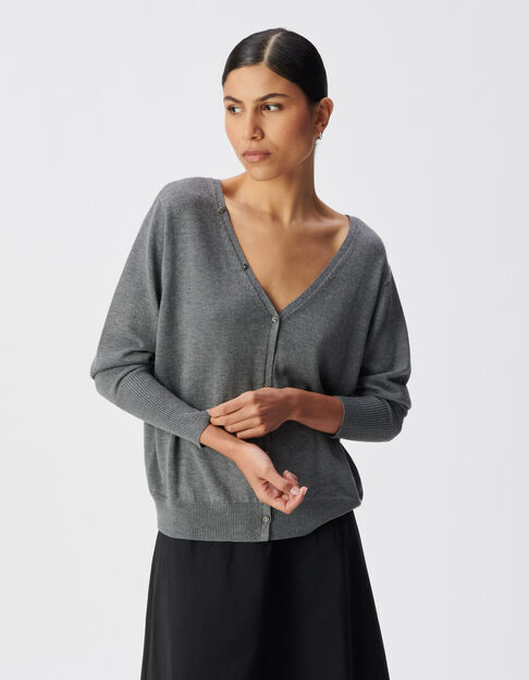 Graue Damen-Wendestrickjacke vorne/hinten - IKKS