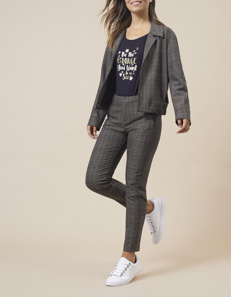 Veste courte fauve à motif prince-de-galles I.Code-5