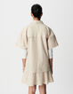 Robe courte beige trompe-l'oeil jupe Femme-3