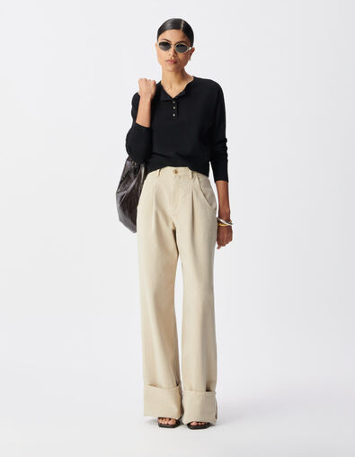 Chique zwarte gebreide trui met strass-knopen Dames - IKKS