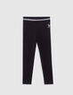 Zwarte legging tailleband zilveren strepen meisjes-1