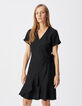 Robe courte noire forme portefeuille Femme-3