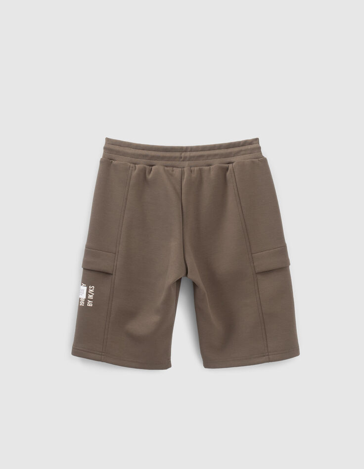 Khaki Jungencargobermudas aus Sweatstoff-3