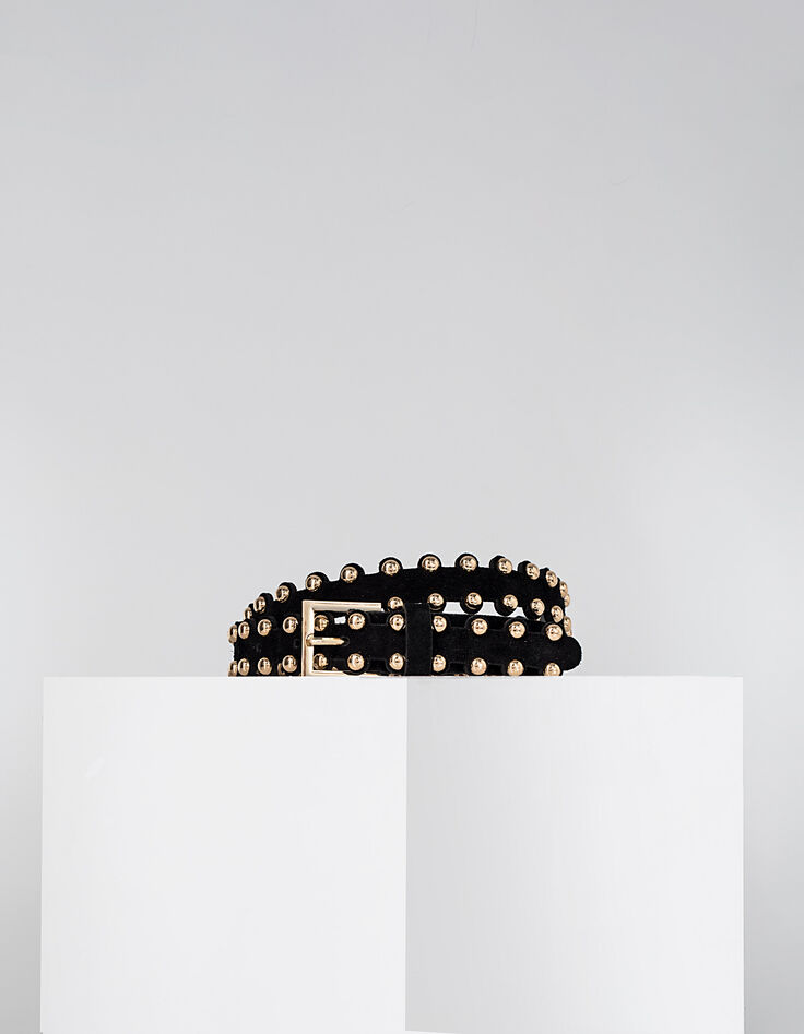I.Code black suede belt edged in studs-1
