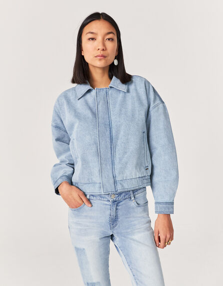 Women's patched-look organic denim jacket