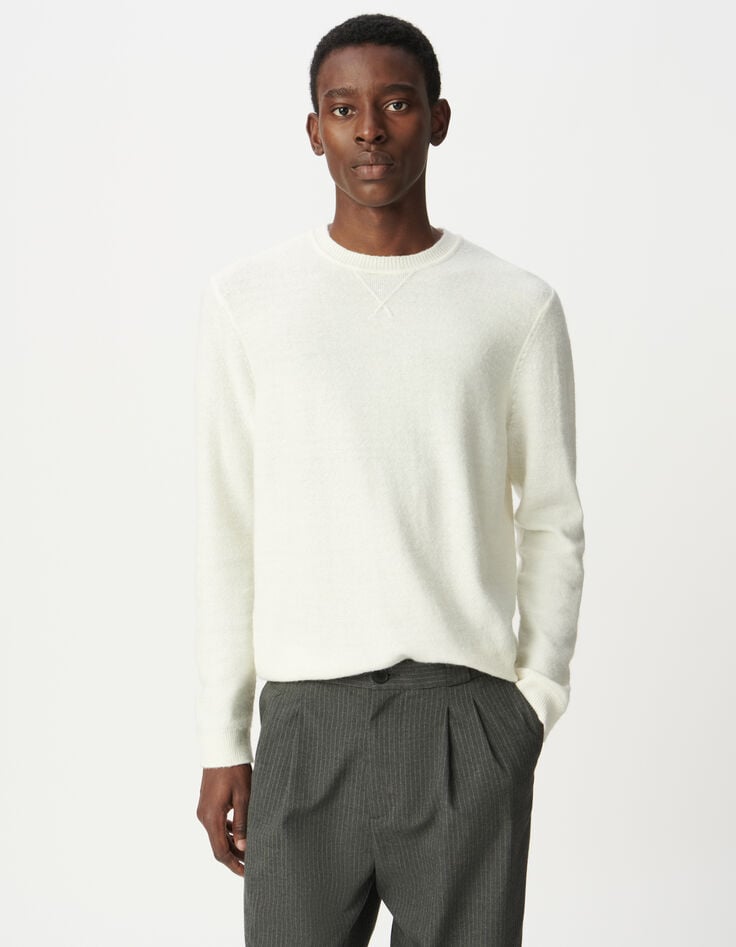 Pull écru tricot détail fantaisie Homme-1 Pull écru tricot détail fantaisie Homme-1