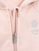 Rosa Mädchenstrickjacke, Zip, Stick, Kapuze-8