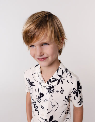 Boy's ecru maxi astro print shirt - IKKS