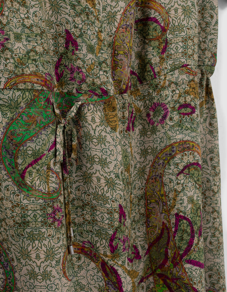 Cremeweißes Damenkleid mit Paisley-Print-8