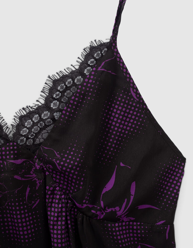 Women’s black dandy flower print lingerie-style top-4
