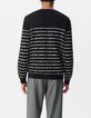 Men&rsquo;s black fine knit sailor sweater with white stripes-10