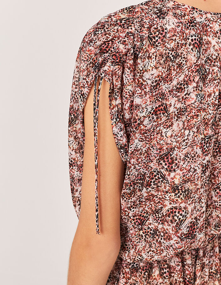 Damenplumetiskleid aus recyceltem Voile mit Blumenprint - IKKS