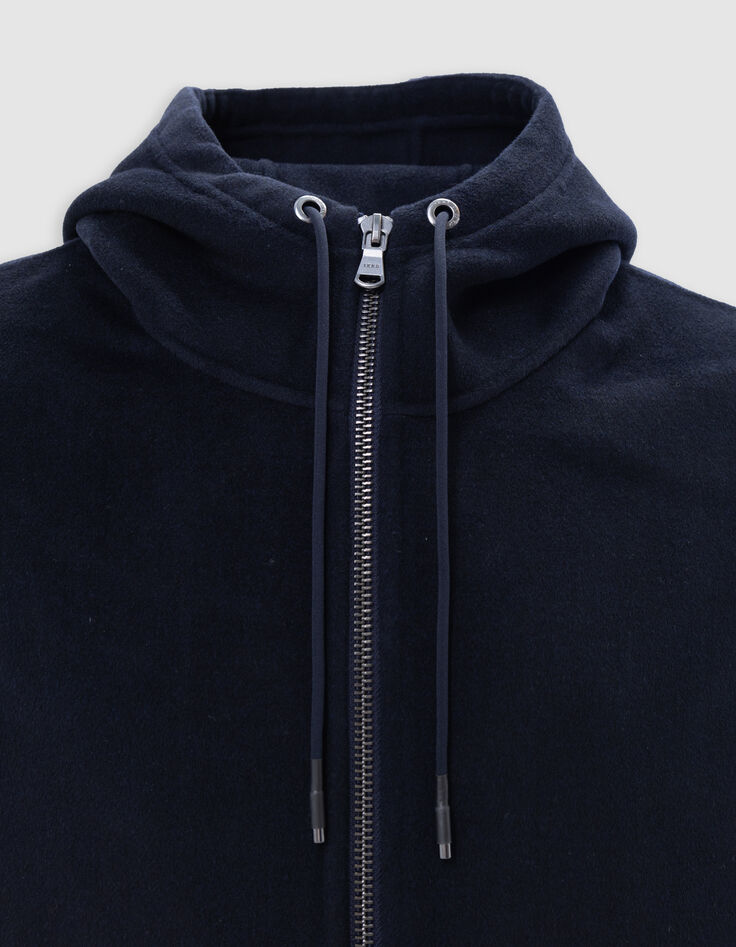 Abrigo con capucha de lana azul marino para hombre-6