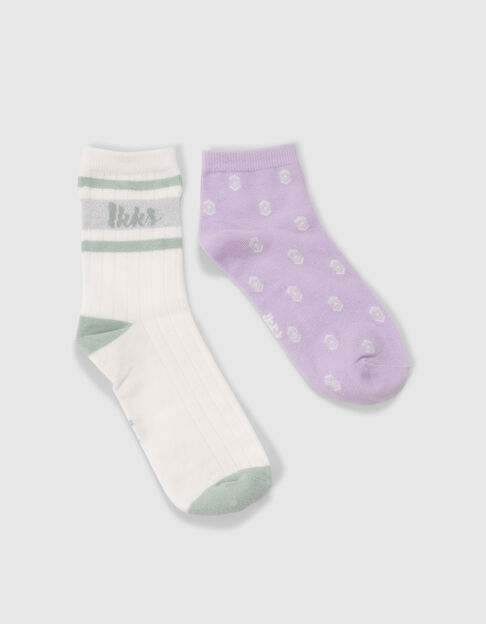 Chaussettes parme et blanches fille