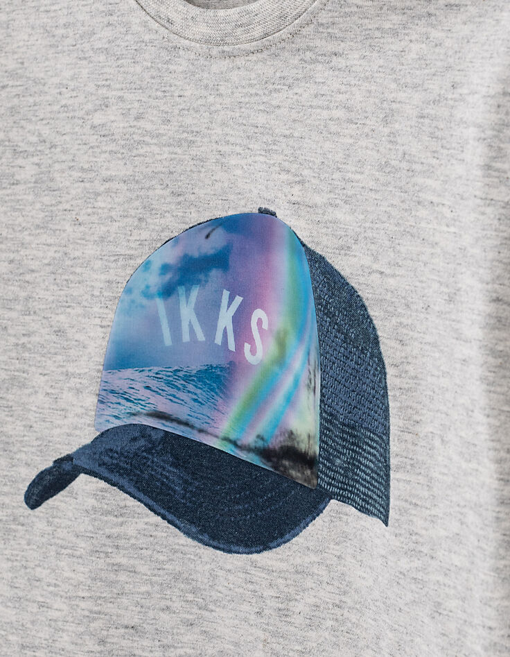Boys' medium grey marl lenticular cap T-shirt -4