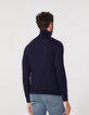 Pull marine à col roulé en laine mélangée Homme-3