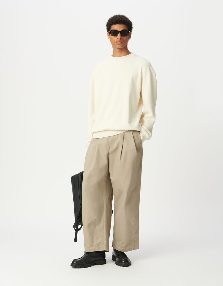 Sweat &eacute;cru maille int&eacute;rieure bouclette Homme-3