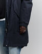 Men's navy blue parka with beige sherpa lining-5