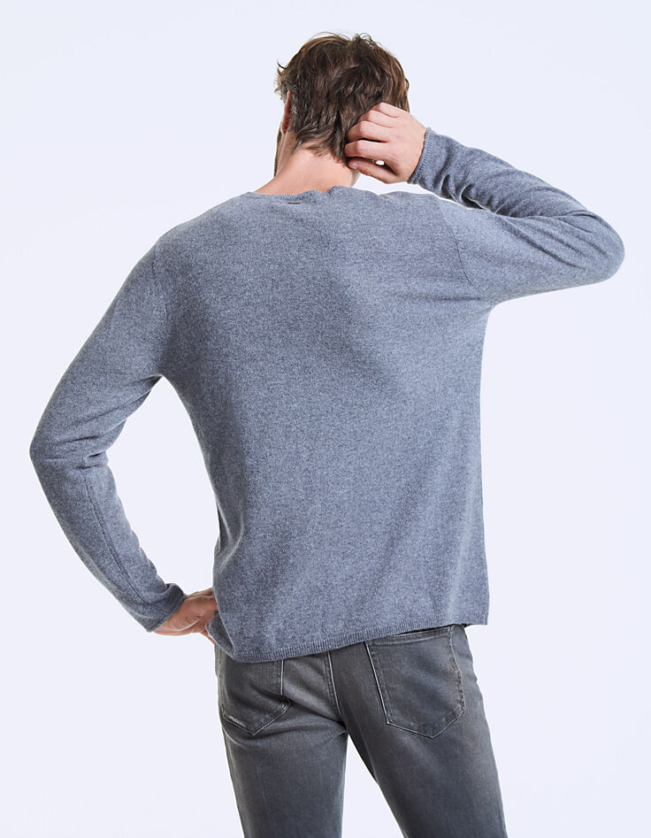 Pull gris 100% cachemire Homme-5
