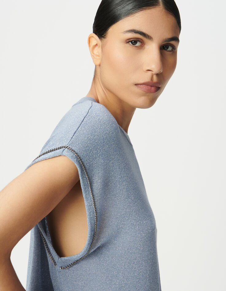 Jersey azul punto fino lúrex cadenas mujer-4