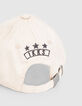 Hellbeige melierte Mädchen-Kappe mit Nadel-Stickmotiv-2