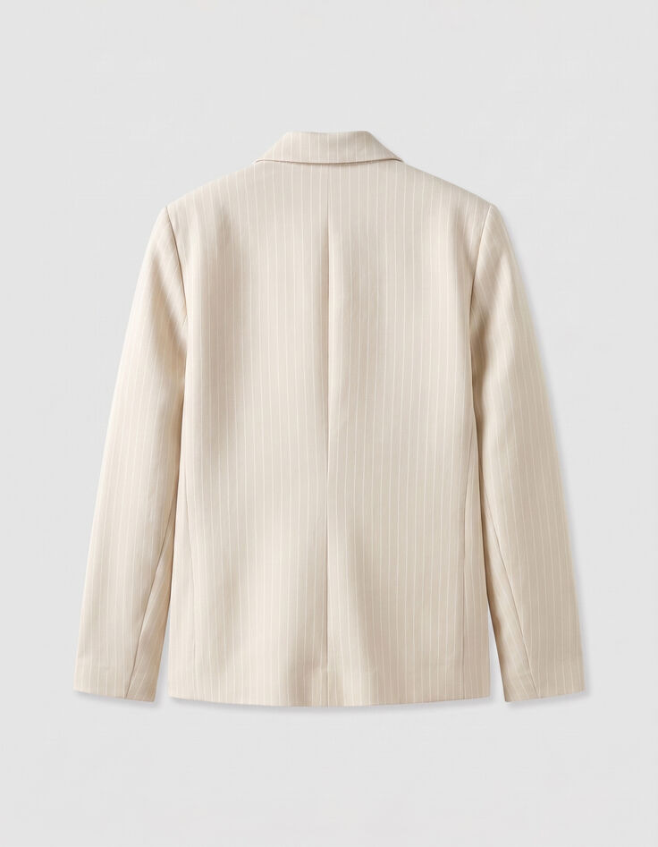 Veste de tailleur beige motif rayures tennis Femme-9