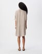 Vestido camisero marr&oacute;n rayas y encaje Mujer-3