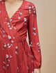 Robe longue cache-cœur grenat à imprimé fleurs I.Code-4