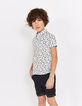 Boys&rsquo; black dotted jacquard chino Bermudas-1