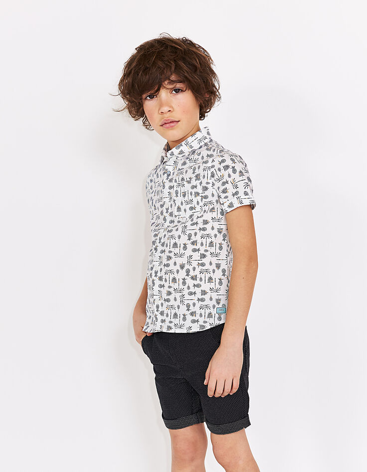 Boys&rsquo; black dotted jacquard chino Bermudas-1