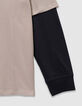 Camiseta beige algodón mangas trampantojo niño-7