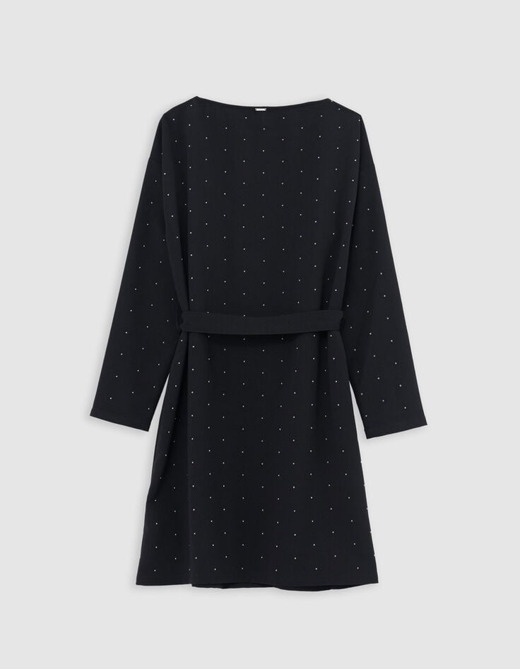 Short black dress with stud decoration-3 Short black dress with stud decoration-3