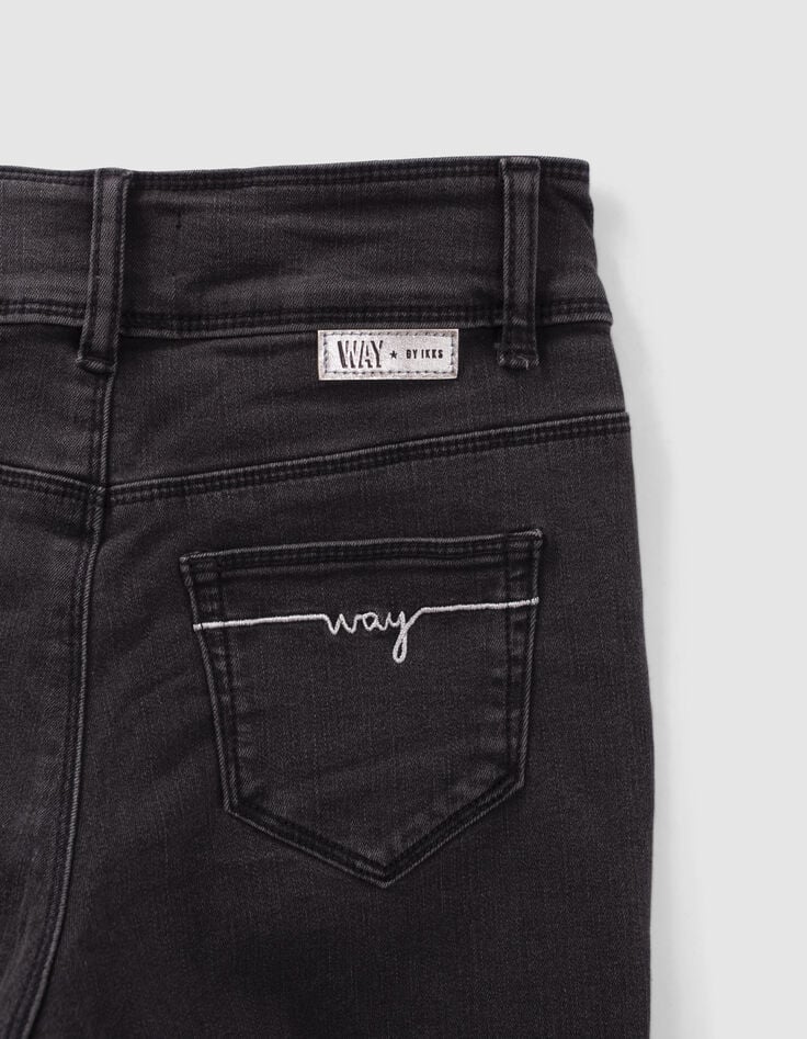 Vaqueros bootcut grises bolsillo detrás bordado niña-6