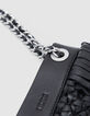 Phone bag noir cuir façon macramé frangé-6