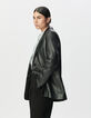 Veste de tailleur oversize noire cuir Femme-3