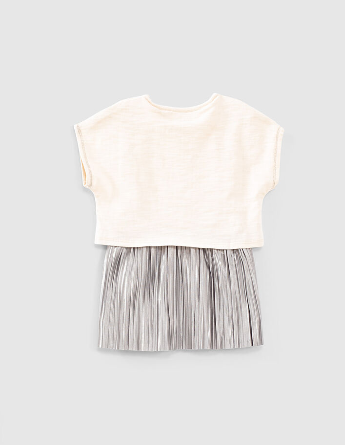 Baby girls’ ecru trompe-l'œil dress+pleated lurex skirt - IKKS