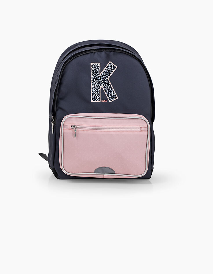Sac à dos rose poudré et navy K fille -1