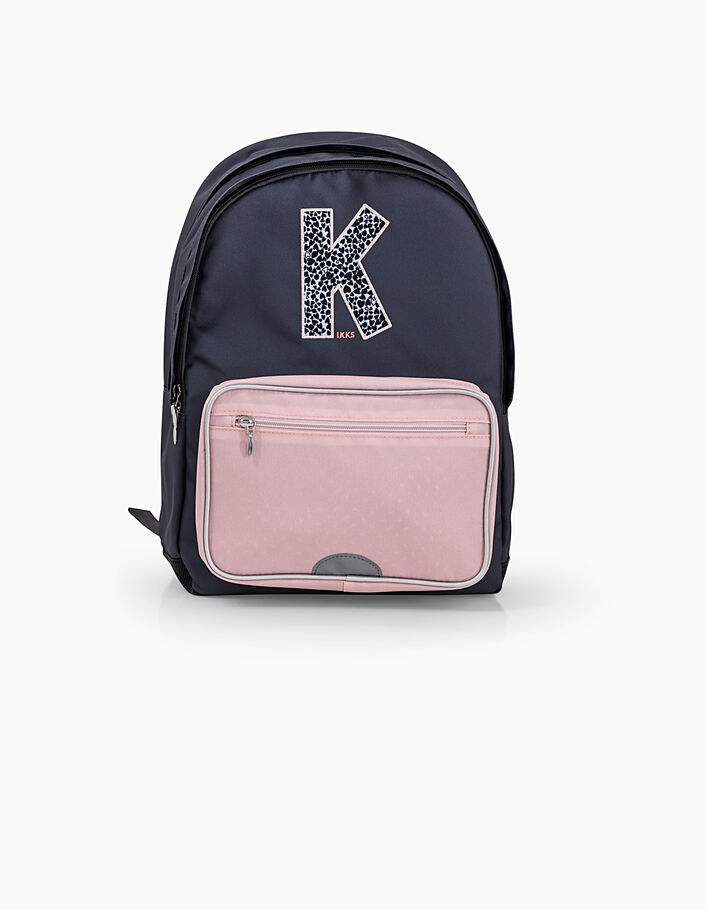 Girls’ powder pink and navy K backpack  - IKKS