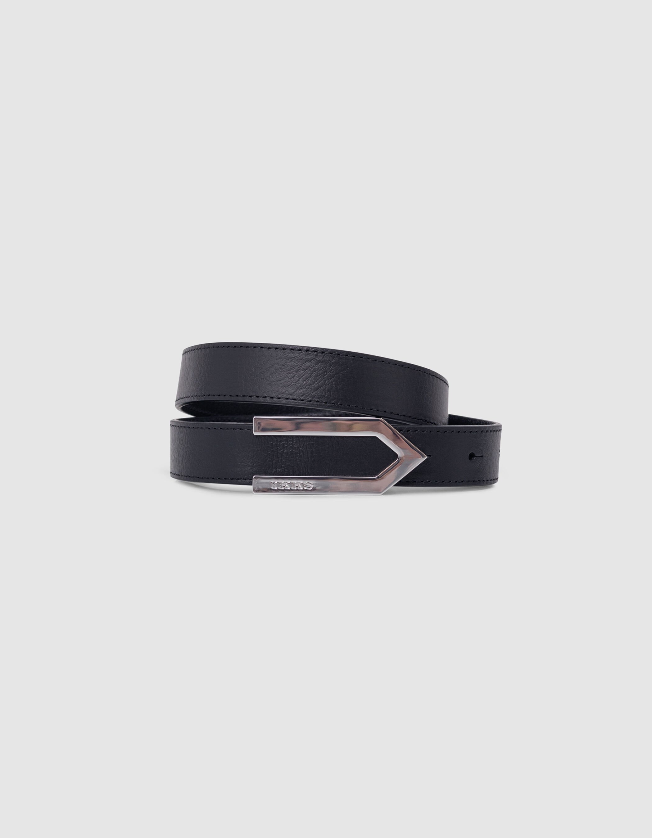 Black leather belt with chevron buckle 1440 Woman IKKS