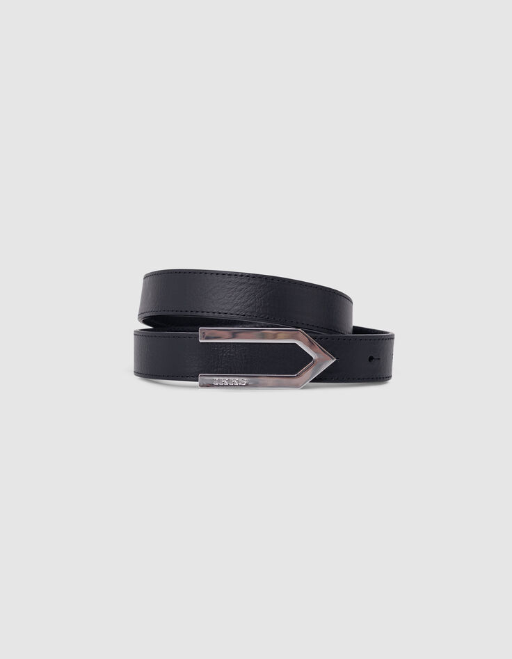 Ceinture noire cuir boucle chevron 1440 Femme-1