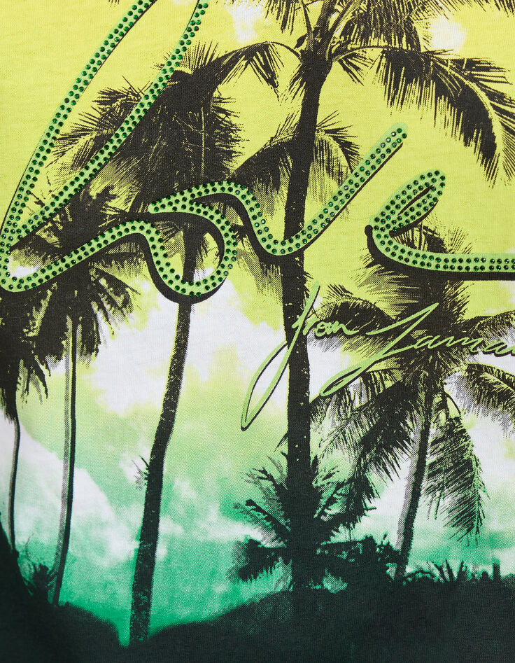 Tee-shirt blanc cass&eacute; message flocage velours Femme-7